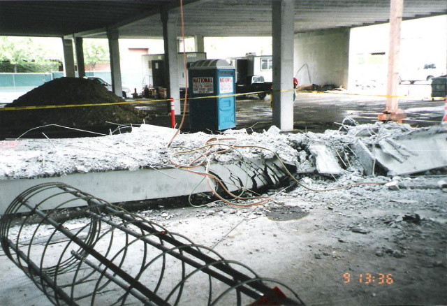 Parking structure double tee collapse.