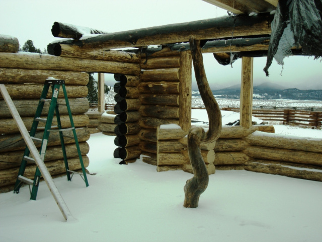 Log cabin fire.